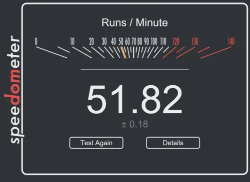 Opera responsive speedometer result is 51.82