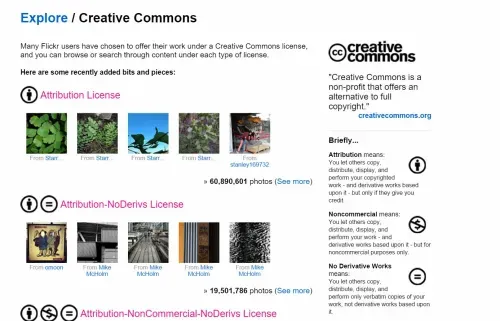 Flickr creative commons images for commercial or noncommercial use