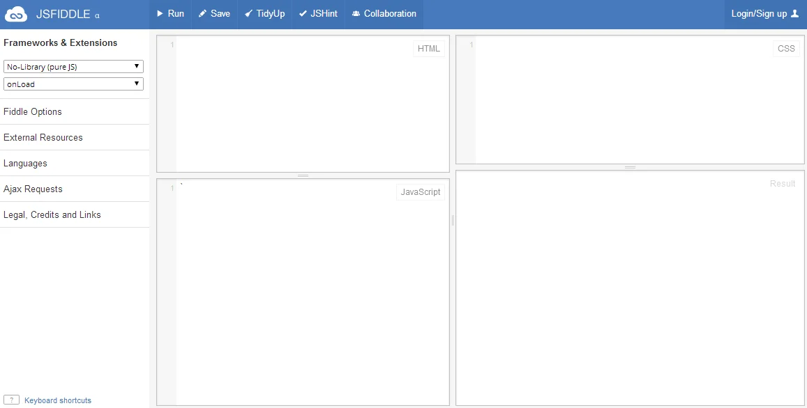 JS Fiddle screenshot