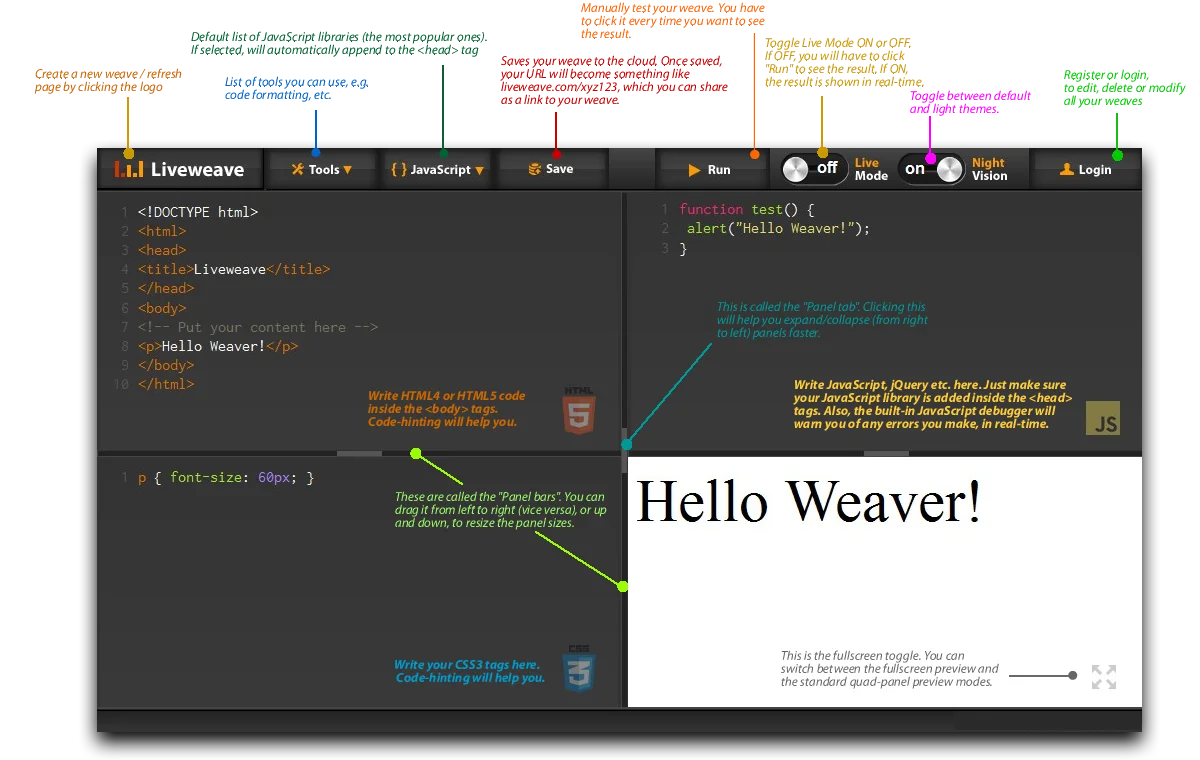 Liveweave screenshot