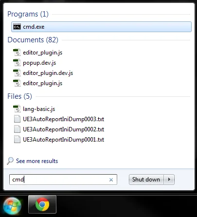 Open cmd.exe from windows 7