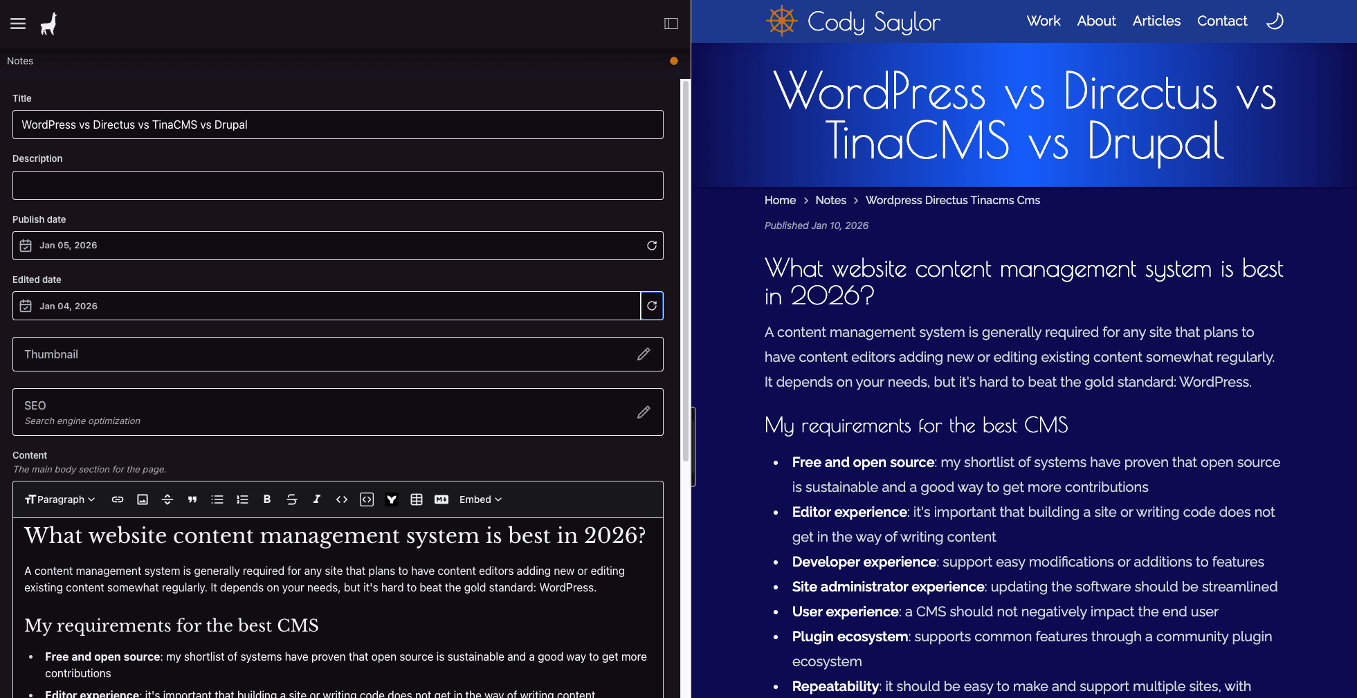 TinaCMS live editing example